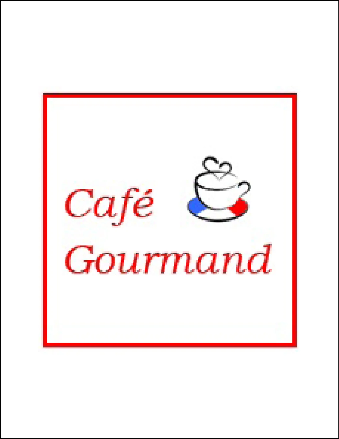 Before: the old Café Gourmand cover, red script and a small coffee cup inside a red square on white.
